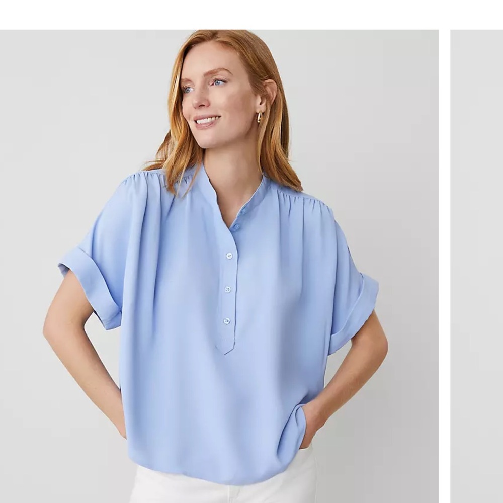 Ann Taylor Mock Neck Popover Shirt